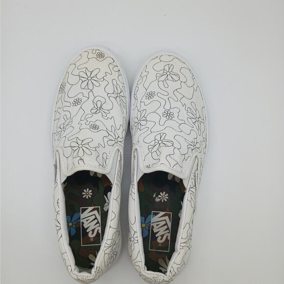 Vans Unisex Slip on U Paint Camo Daisy Skate Shoes White Black Size M10.5/W12.0 - Picture 9 of 11